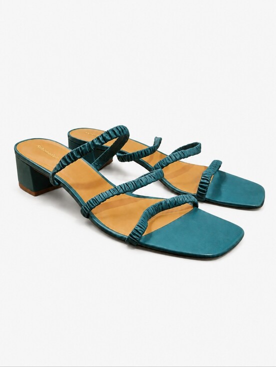 Reformation Shoes - REFORMATION | Assunta Teal Green Strappy Slide Sandals 9.5